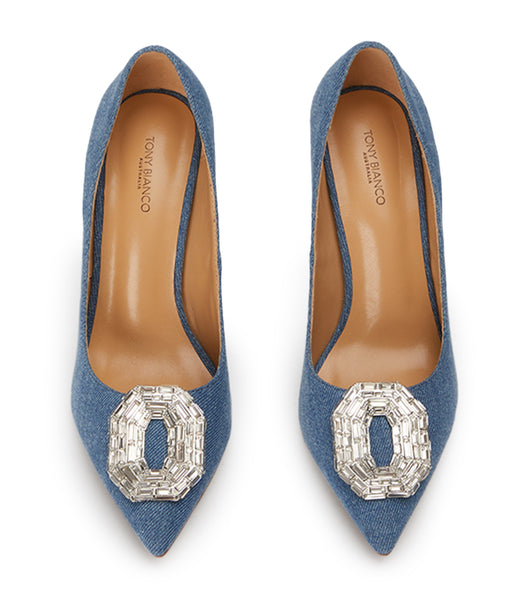 Tony Bianco Alison Washed Denim 10.5cm Bling Heels Blau | CHNEJ46891