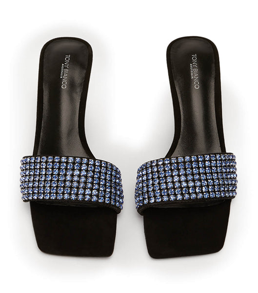 Tony Bianco Amos Blue Crystal/Black Wildleder 6.5cm Bling Heels Blau Schwarz | CHXMI97005