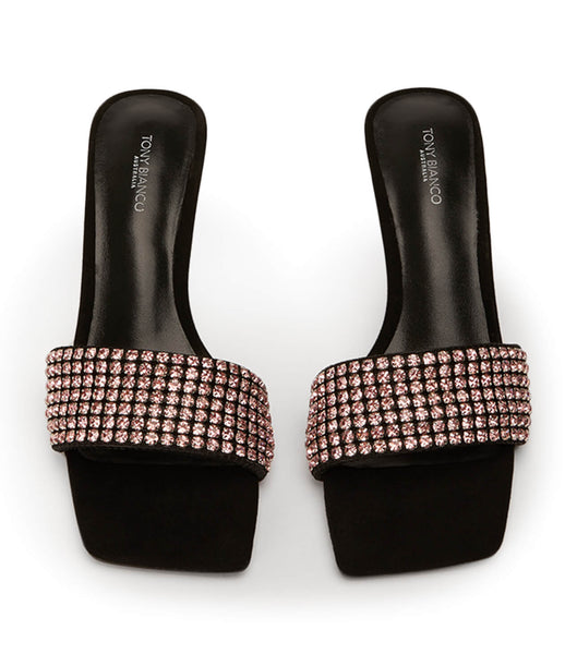 Tony Bianco Amos Pink Crystal/Black Wildleder 6.5cm Event-Heels Rosa Schwarz | CHZDE47028