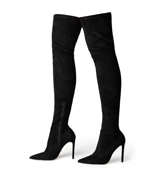 Tony Bianco Avah Black Stretch Wildleder 10.5cm Stiletto-Stiefel Schwarz | DCHKV40031