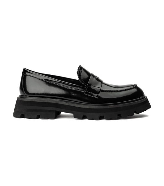 Tony Bianco Axell Black Hi Shine 4.5cm Loafers Schwarz | TCHWZ51533