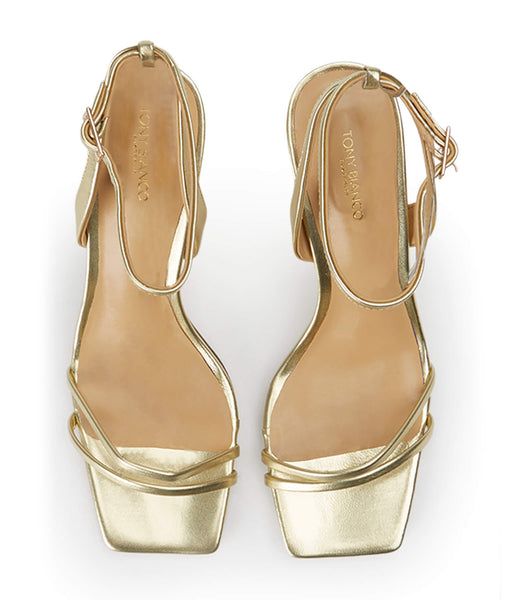 Tony Bianco Camelia Gold Nappa Metallic 8.5cm Riemchensandaletten Gold Metal | CHEAH12935