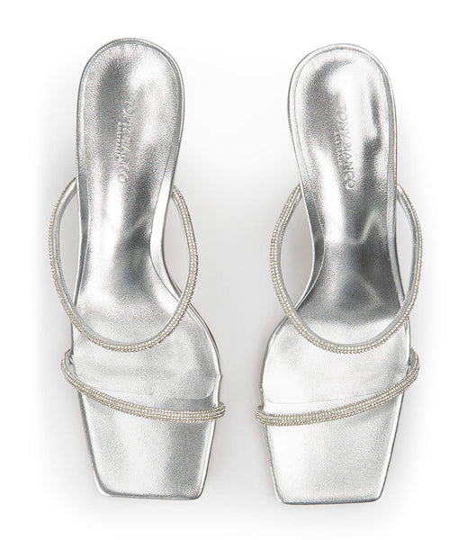 Tony Bianco Chase Silver Nappa Metallic 8.5cm Bling Heels Silber Metal | LCHSX13823