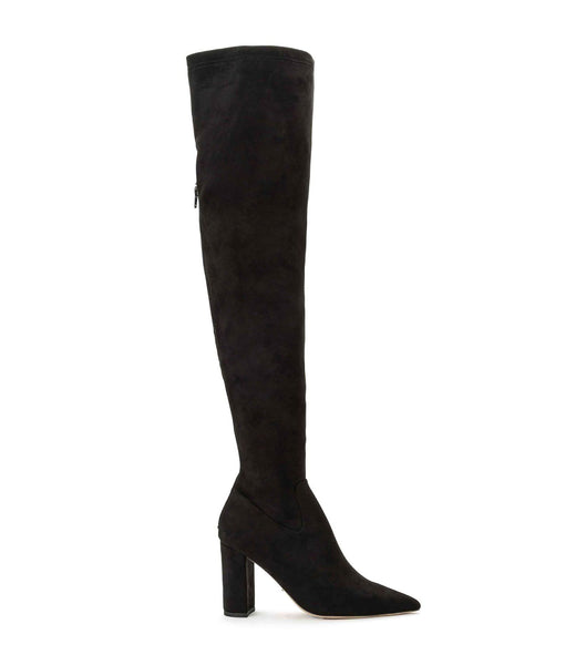 Tony Bianco Estella Black Stretch Wildleder 8.5cm Stiefel mit Absatz Schwarz | CHXMI34814