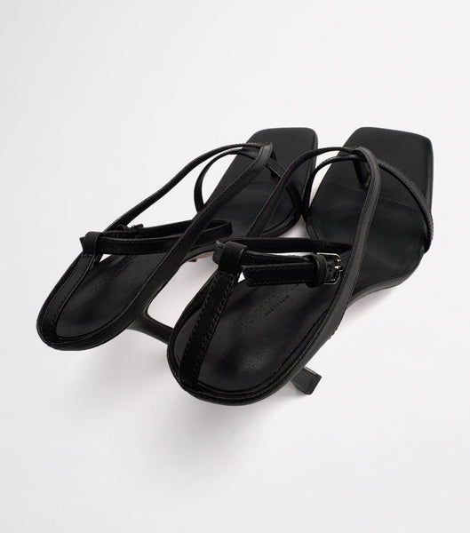 Tony Bianco Faythe Black Kid 10.5cm Tanga-Sandalen Schwarz | CHCIF74807