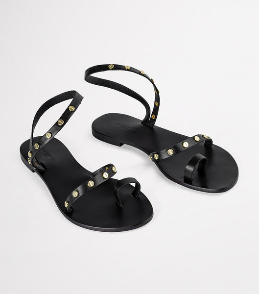 Tony Bianco Finola Black 1cm Flache Sandalen Schwarz | ZCHMJ20133