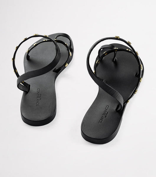 Tony Bianco Finola Black 1cm Flache Sandalen Schwarz | ZCHMJ20133