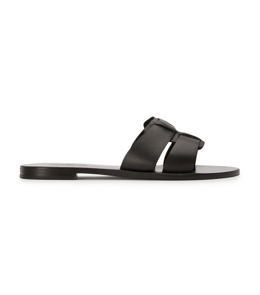 Tony Bianco Force Black 1cm Flache Sandalen Schwarz | ACHDF72103