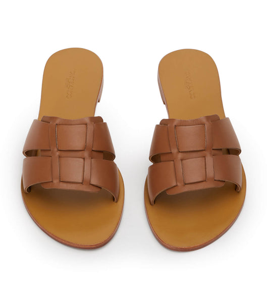 Tony Bianco Force Tan 1cm Flache Sandalen Braun | CHJBT99823