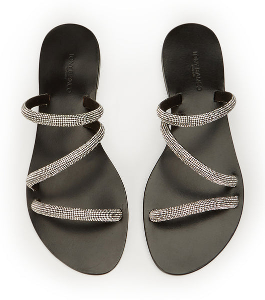 Tony Bianco Fusion Crystal/Black Wildleder 1cm Sandalen Schwarz | DCHKV84132