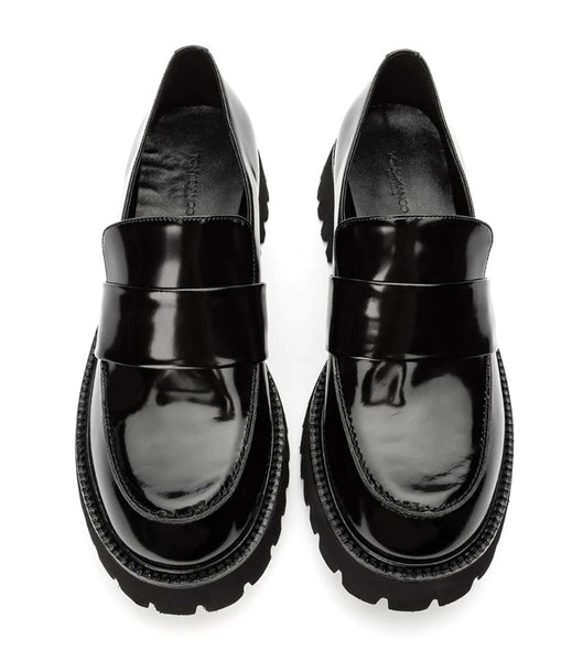 Tony Bianco Gisele Black Hi Shine 4cm Loafers Schwarz | ACHWC90913