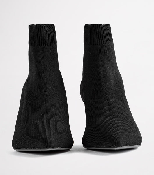 Tony Bianco Gwen Black Sock Knit 6.5cm Stiefeletten Schwarz | PCHER28961