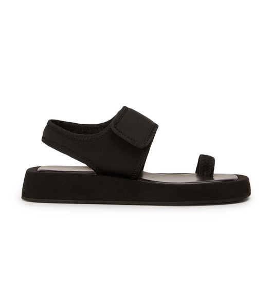 Tony Bianco Iso Black Neoprene 3.5cm Flache Sandalen Schwarz | CHJKU52412