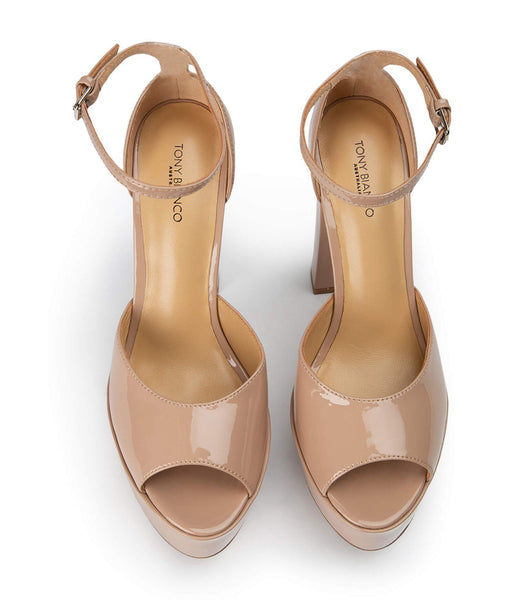 Tony Bianco Jayze Coco Lack 14cm Event-Heels Beige | QCHWA96458