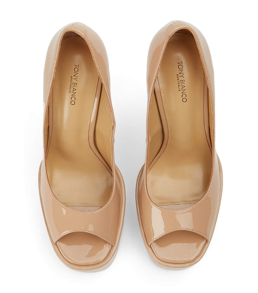 Tony Bianco Jolee Nude Lack 15cm Plateauschuhe Beige | UCHTG58899