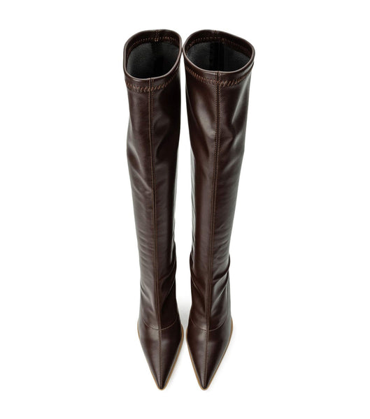 Tony Bianco Knight Choc Venezia 9.5cm Stiefel mit Absatz Schokolade | CHDFL56587