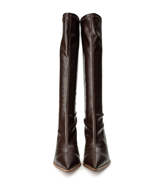 Tony Bianco Knight Choc Venezia 9.5cm Stiefel mit Absatz Schokolade | CHDFL56587