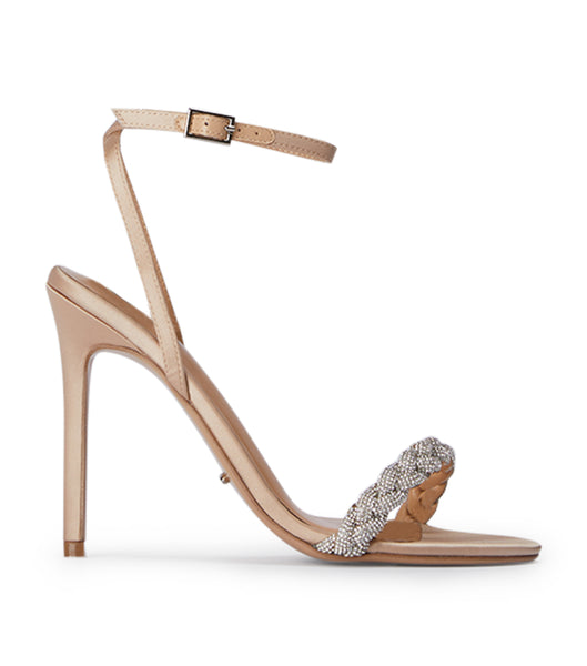 Tony Bianco Kosta Nude Satin 11cm Bling Heels Beige | CHDYB23428