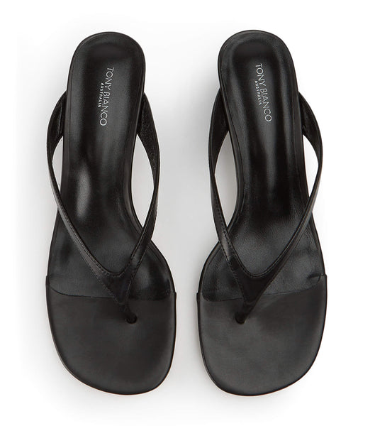 Tony Bianco Krista Black Nappa 5cm Tanga-Sandalen Schwarz | ECHVG82324