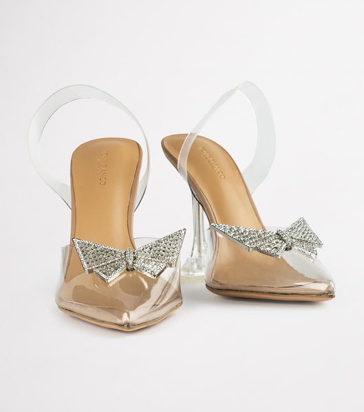 Tony Bianco Laos Clear Vinylite 10.3cm Bling Heels Silber | ECHVG63506