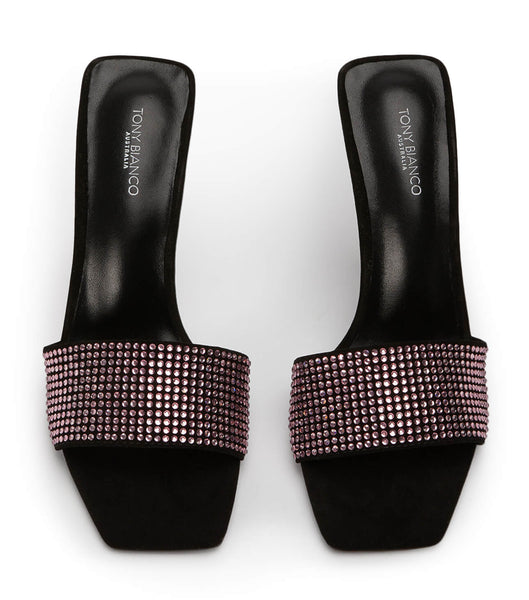 Tony Bianco Naomi Pink Crystal/Black Wildleder 10.5cm Event-Heels Rosa Schwarz | CHNEJ45341