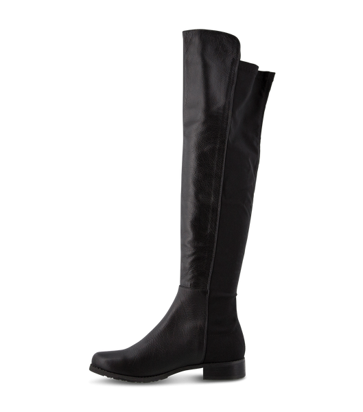 Tony Bianco Panache Black Luxe/Black Micro Stretch 3cm Flache Stiefel Schwarz | CHDYB16645