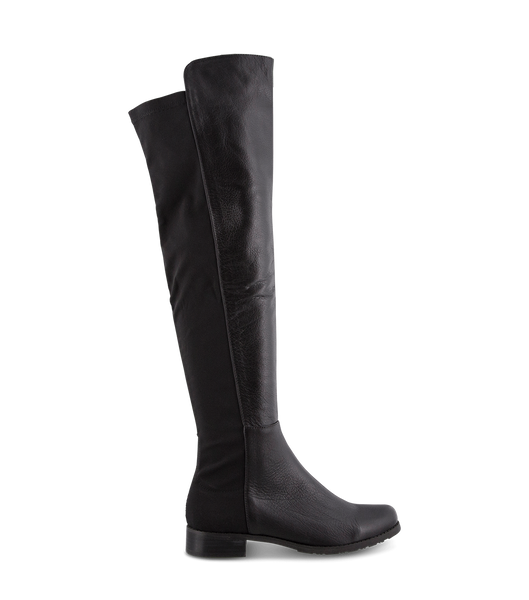 Tony Bianco Panache Black Luxe/Black Micro Stretch 3cm Flache Stiefel Schwarz | CHDYB16645