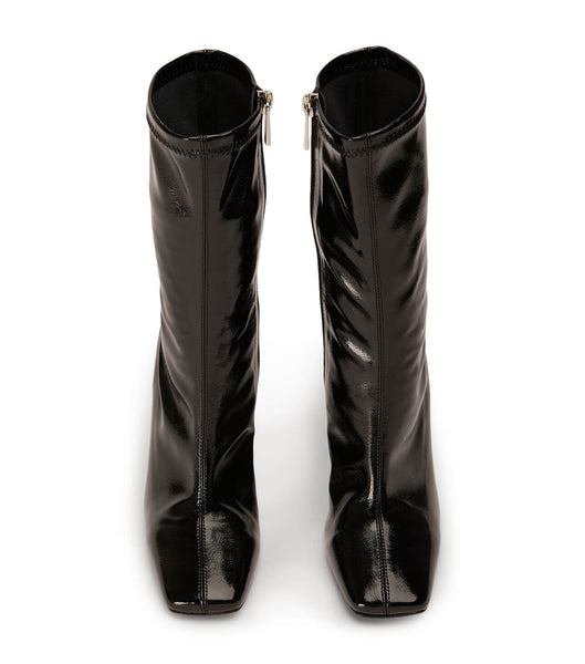 Tony Bianco Remie Black Crinkle Lack 10.5cm Stiletto-Stiefel Schwarz | BCHSO52209