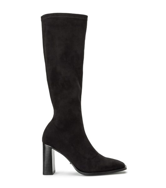 Tony Bianco Renae Black Stretch Wildleder 8.5cm Stretchstiefel Schwarz | PCHER84567