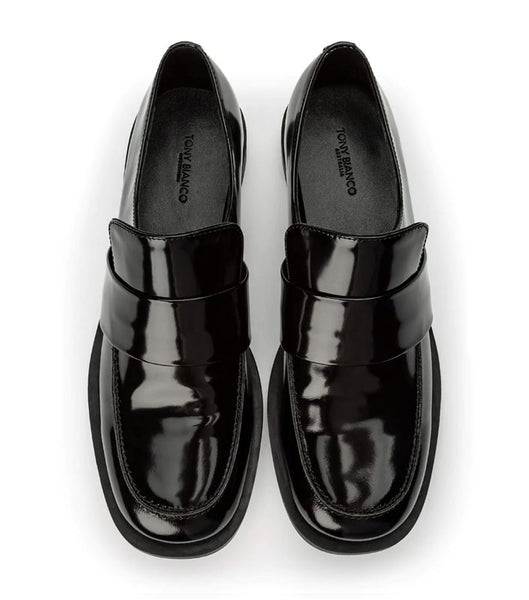 Tony Bianco Rovin Black Hi Shine 2.5cm Loafers Schwarz | CHNZX49164