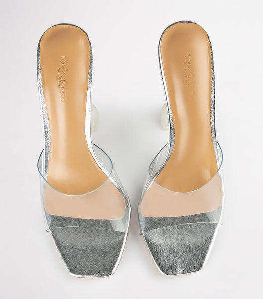 Tony Bianco Serri Clear Vinylite/Silver 10.5cm Bling Heels Silber | CHICD37498