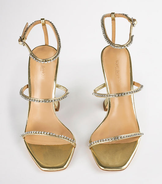 Tony Bianco Shy Gold Nappa Metallic 10.5cm Bling Heels Gold Metal | CHZDE18449