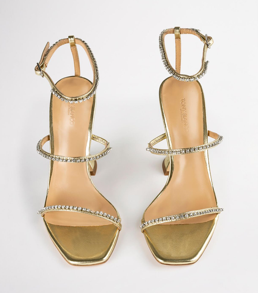 Tony Bianco Skye Gold Nappa Metallic 10.5cm Bling Heels Gold Metal | BCHSD49676