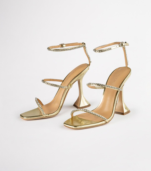 Tony Bianco Skye Gold Nappa Metallic 10.5cm Riemchensandaletten Gold Metal | QCHUV93444