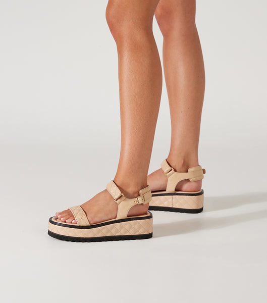 Tony Bianco Zahara Beech Nappa 6cm Flache Sandalen Beige | FCHUI49721