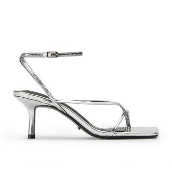 Tony Bianco Avi Silver Foil 6.5cm Flache Schuhe Silber | CHJZR34679