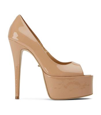 Tony Bianco Jolee Nude Lack 15cm Plateauschuhe Beige | UCHTG58899