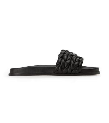 Tony Bianco Layton Black Nappa Flache Sandalen Schwarz | CHJBT19596