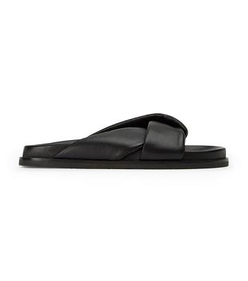 Tony Bianco Lora Black Nappa 1.5cm Flache Sandalen Schwarz | CHCIF27594