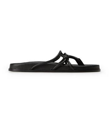 Tony Bianco Luelle Black Nappa Flache Sandalen Schwarz | TCHPQ37085