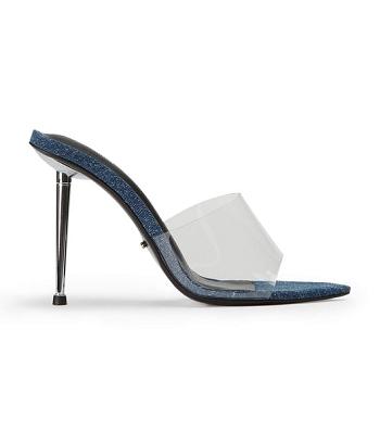 Tony Bianco Mylo Clear Vinylite/Blue Denim 10.5cm Event-Heels Blau | GCHUC42787