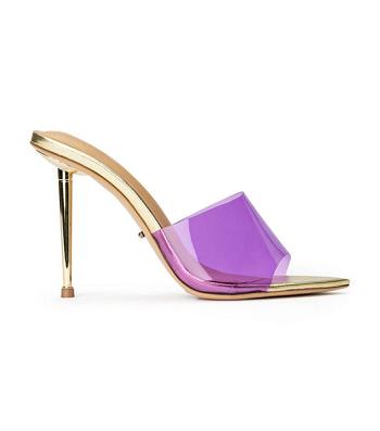 Tony Bianco Mylo Purple Vinylite/Gold 10.5cm Event-Heels Lila Gold | CHQAV38073