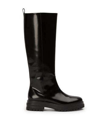 Tony Bianco Welly Black Hi Shine 4.5cm Kniehohe Stiefel Schwarz | CHIIZ52938